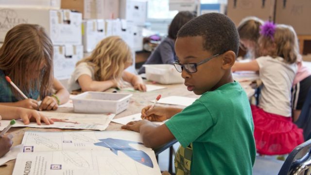 little kids in classroom